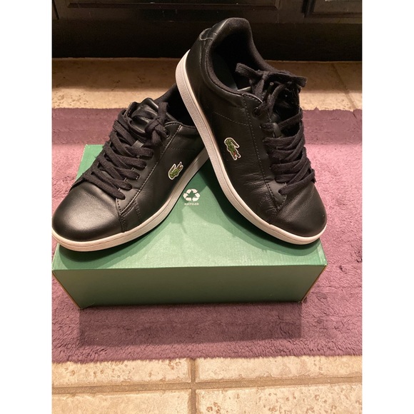 LACOSTE MEN'S LEATHER SNEAKERS BLACK SIZE 7 1/2 - Picture 2 of 8